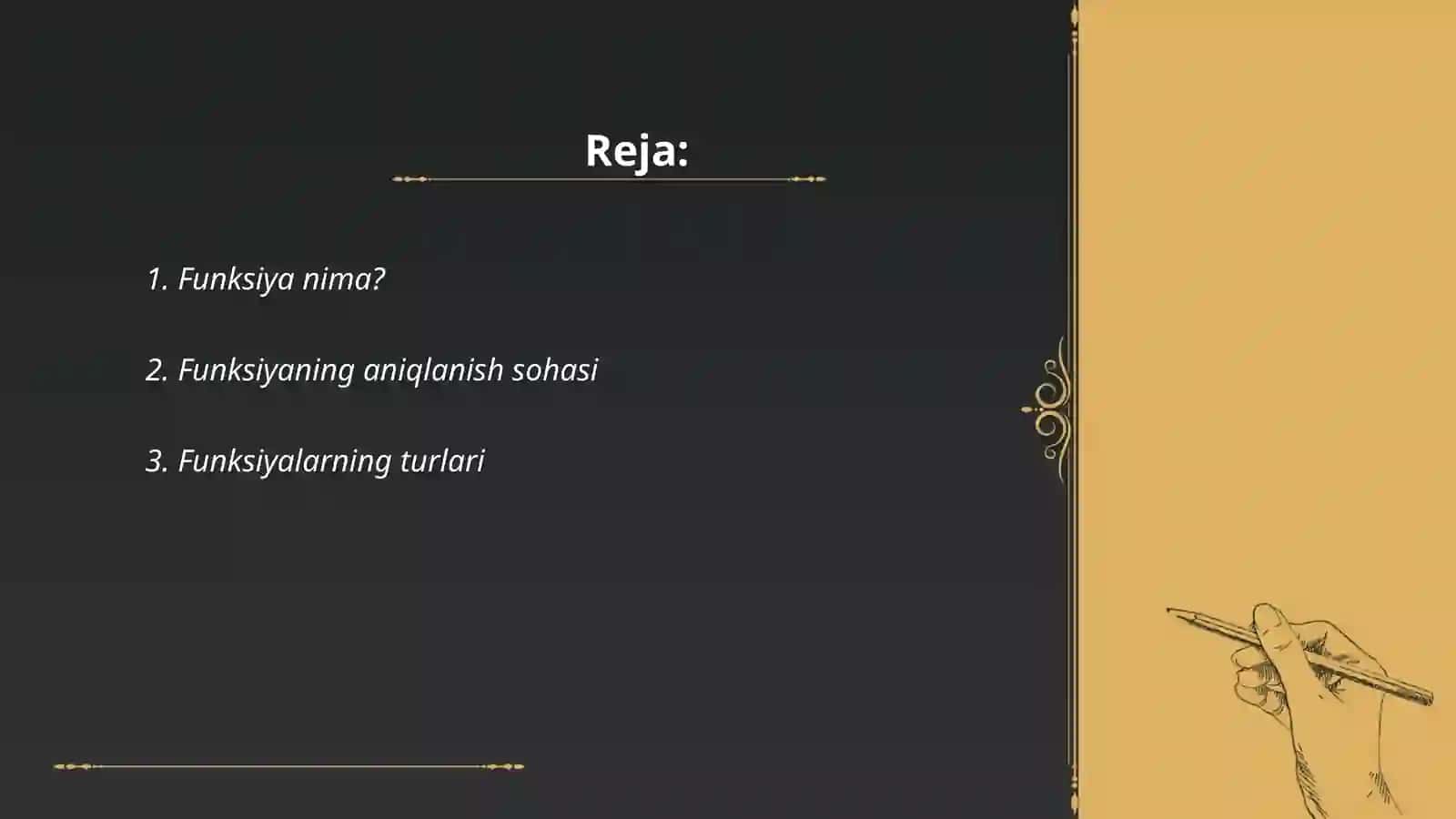 Funksiya. Funksiyaning aniqlanishi sohasi 2
