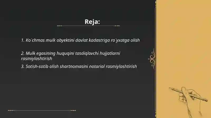 Ko`chmas mulk obyektlariga hujjatlarni rasmiylashtirish 2