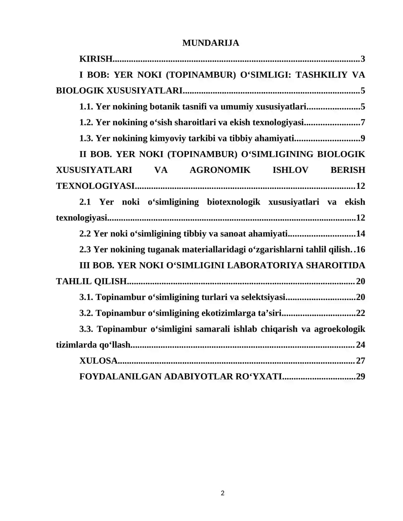 Yer Noki (Topinambur) O'simligi: Tashkiliy va Biologik Xususiyatlari 2
