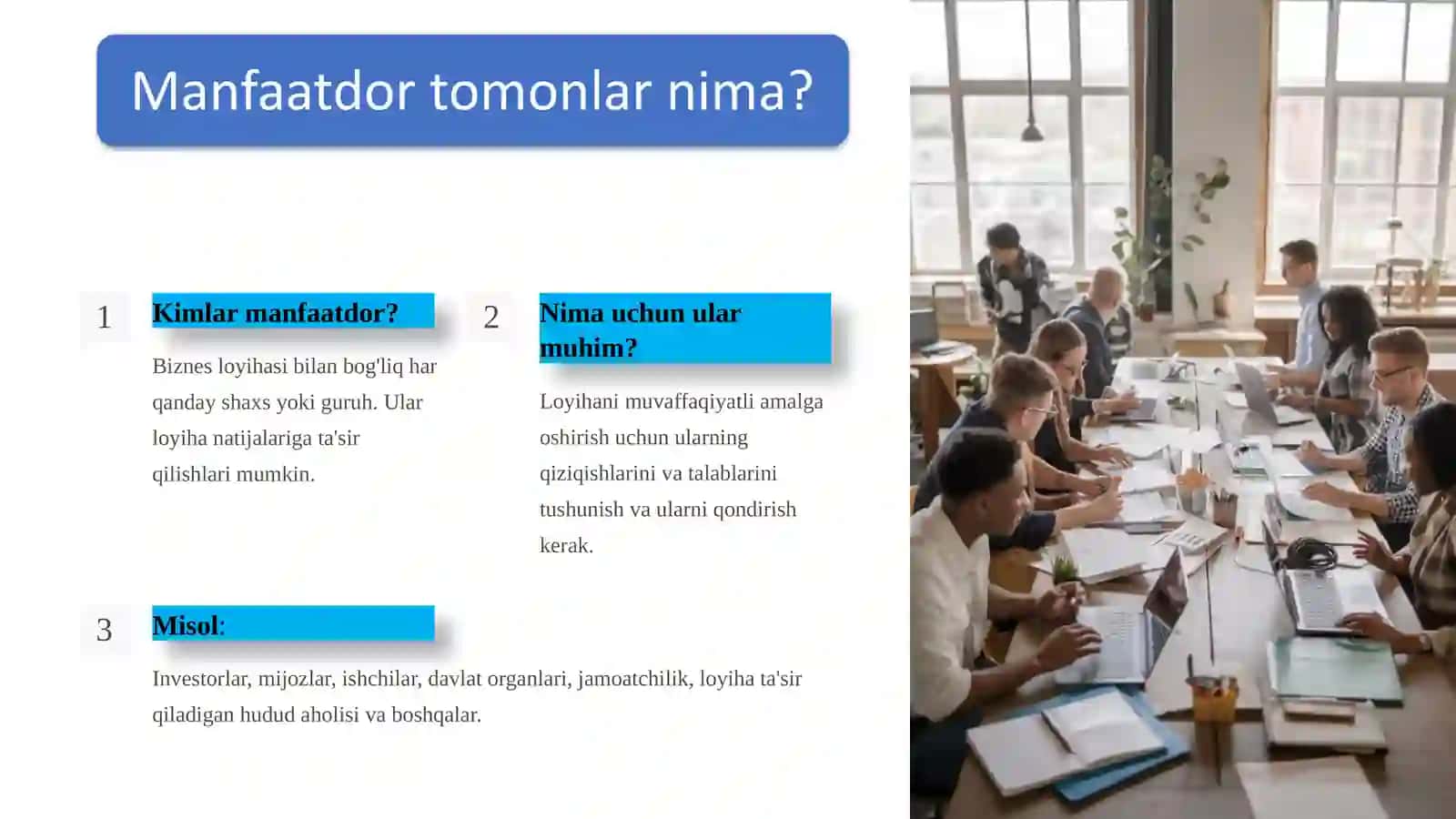Biznes Loyihaning Manfaatdor Tomonlarini Boshqarish 2