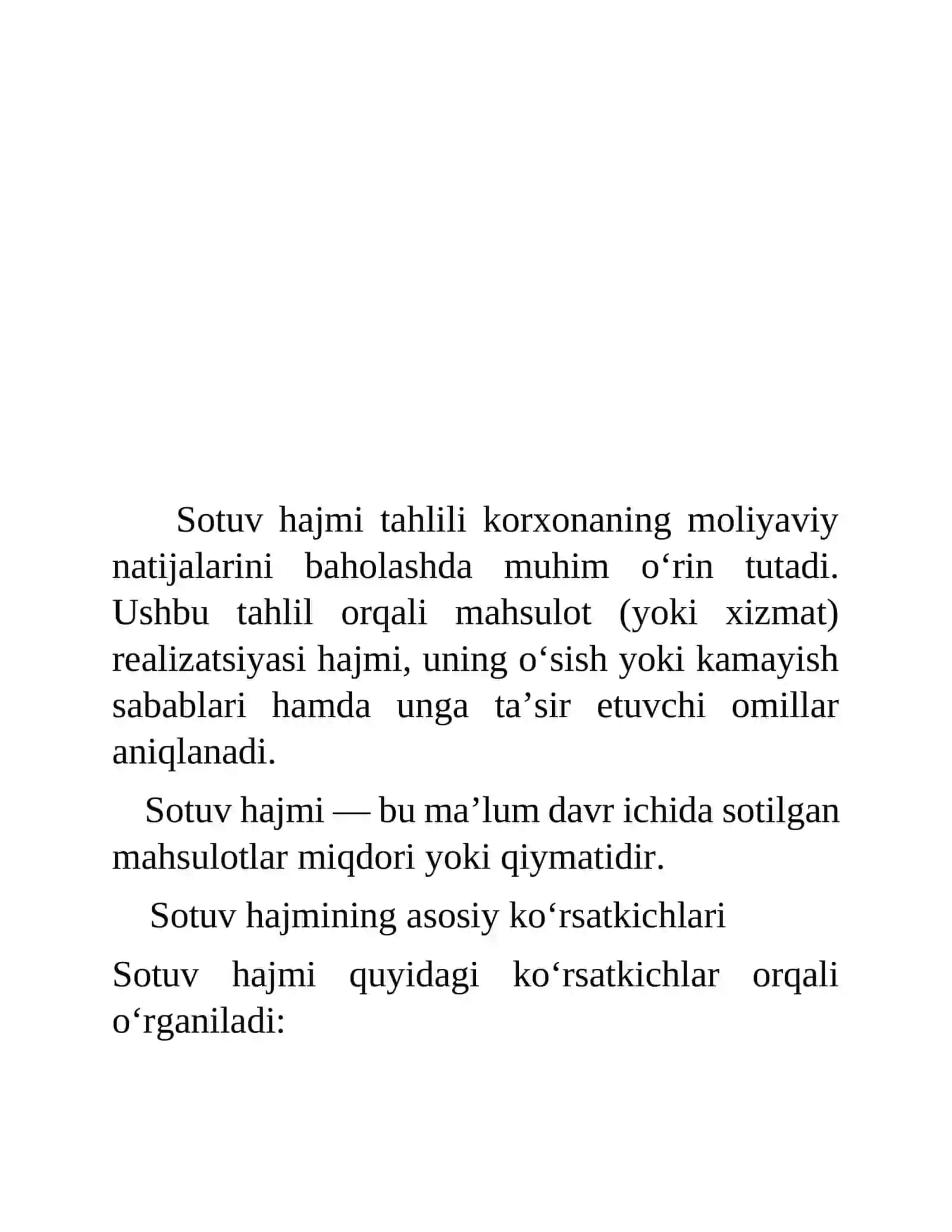 Sotuv hajmi tahlili 2