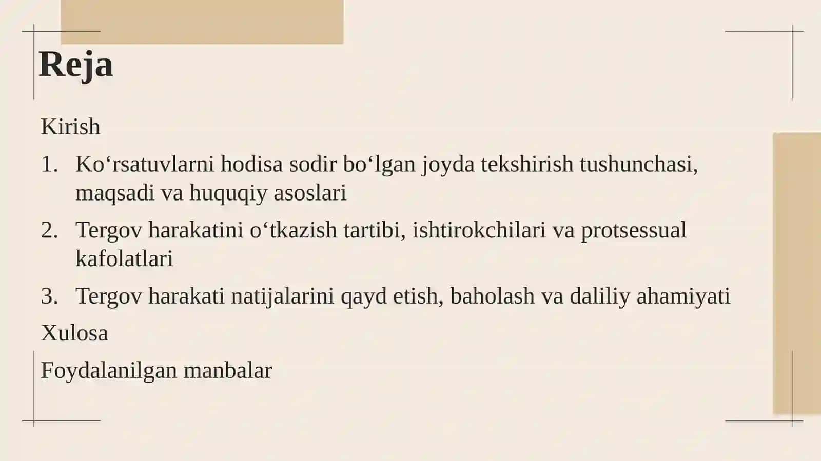 TEKSHIRISH TERGOV HARAKATINI O‘TKAZISH TARTIBI VA ASOSLARI 2