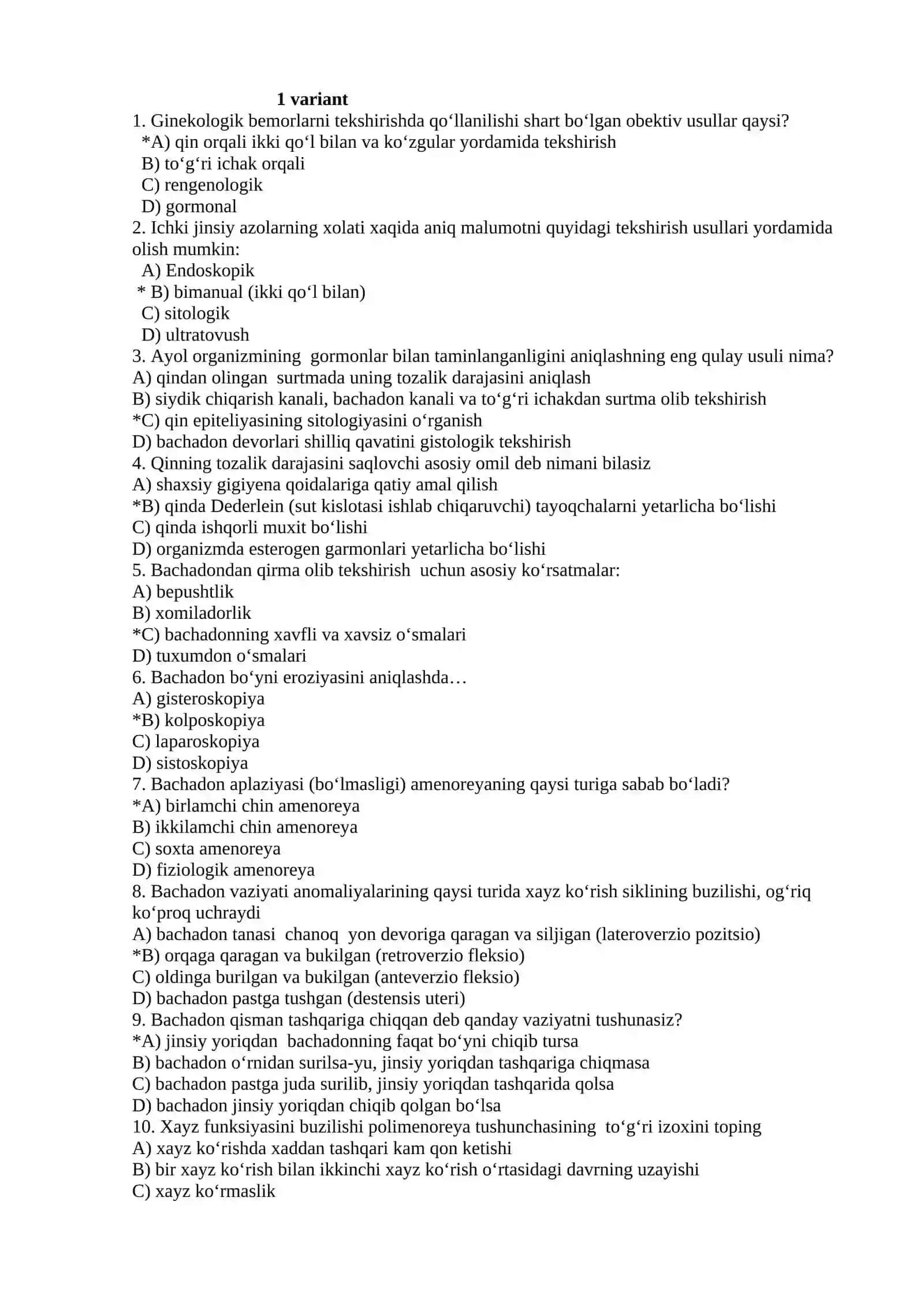 Ginekologik bemorlarni tekshirish 2
