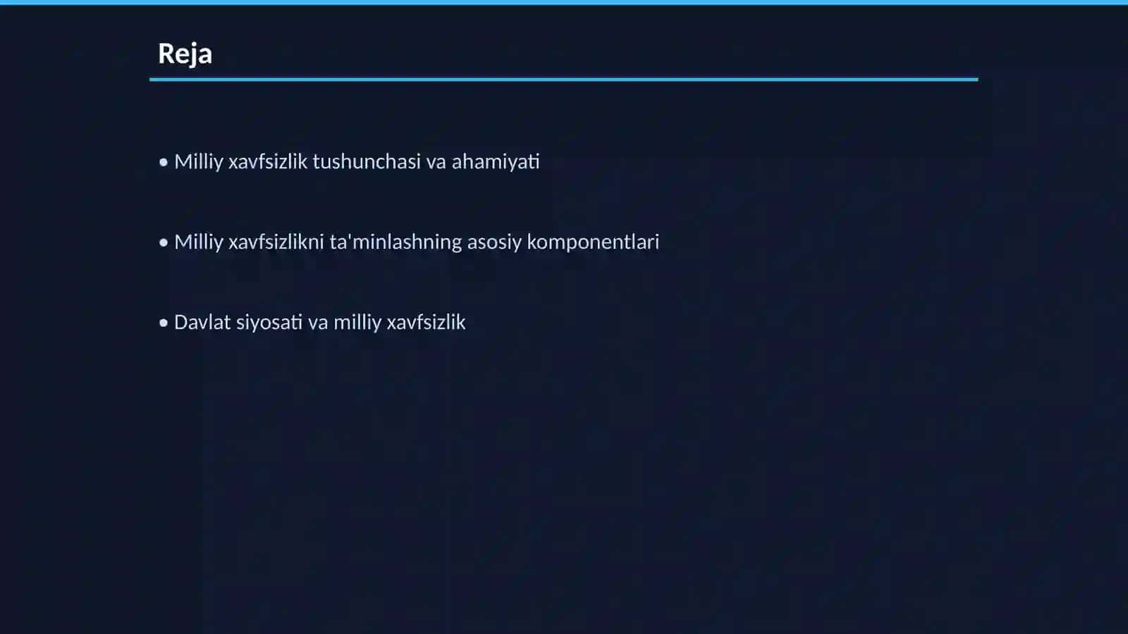 Milliy xavfsizlikni ta'minlash borasida amalga oshirilayotgan ishlar 2