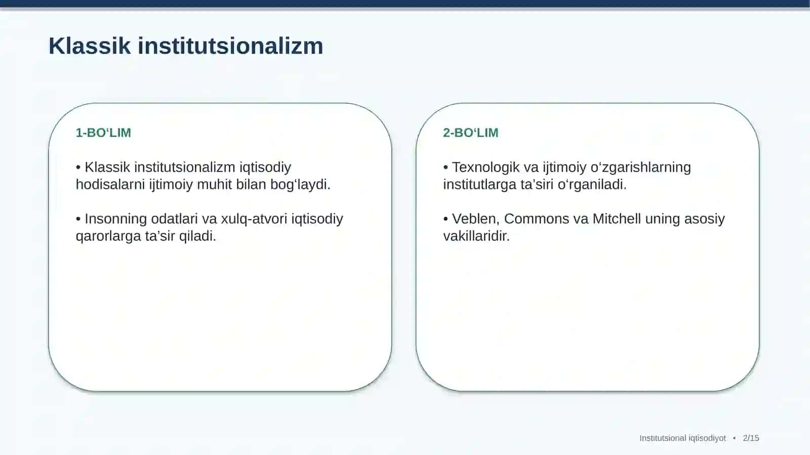 Institutsionaliqtisodiyotningasosiyyo‘nalishlari 2