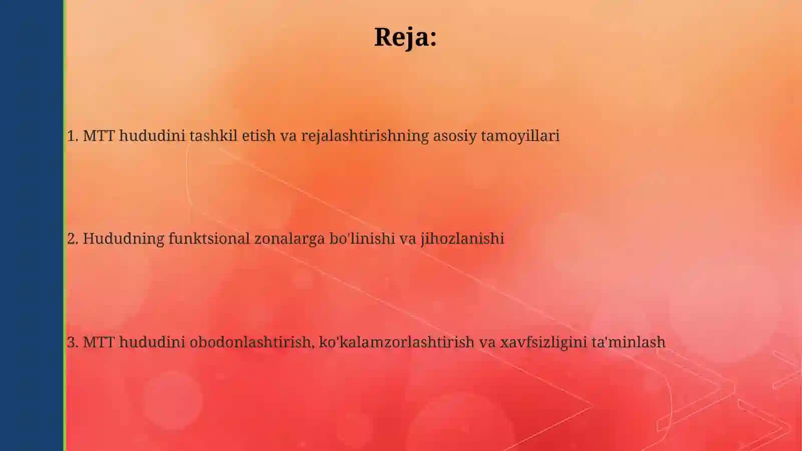 MTTda yer maydonchasini tashkil etish va uni rejalashtirish 2