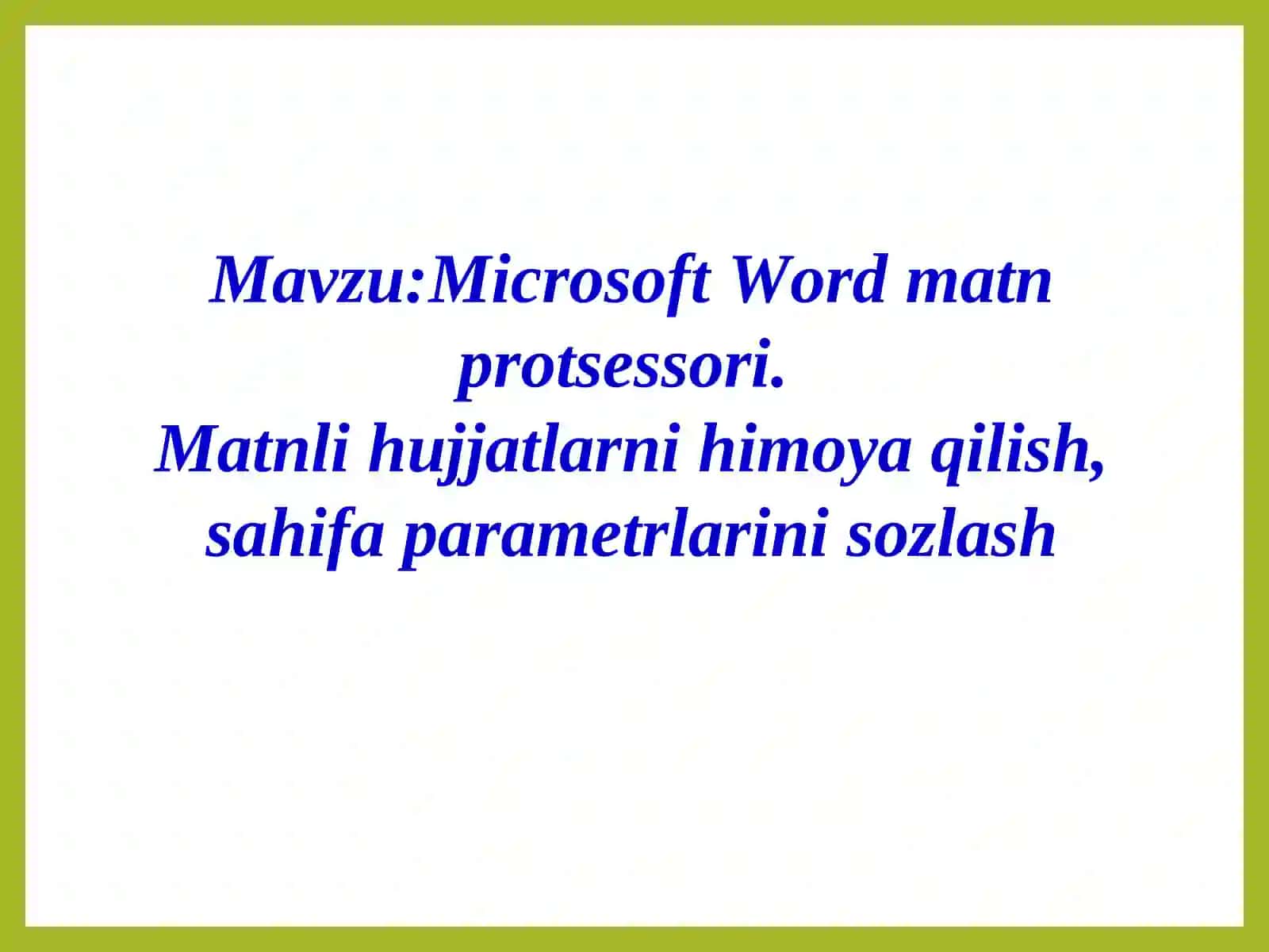Microsoft Word matn protsessori 2