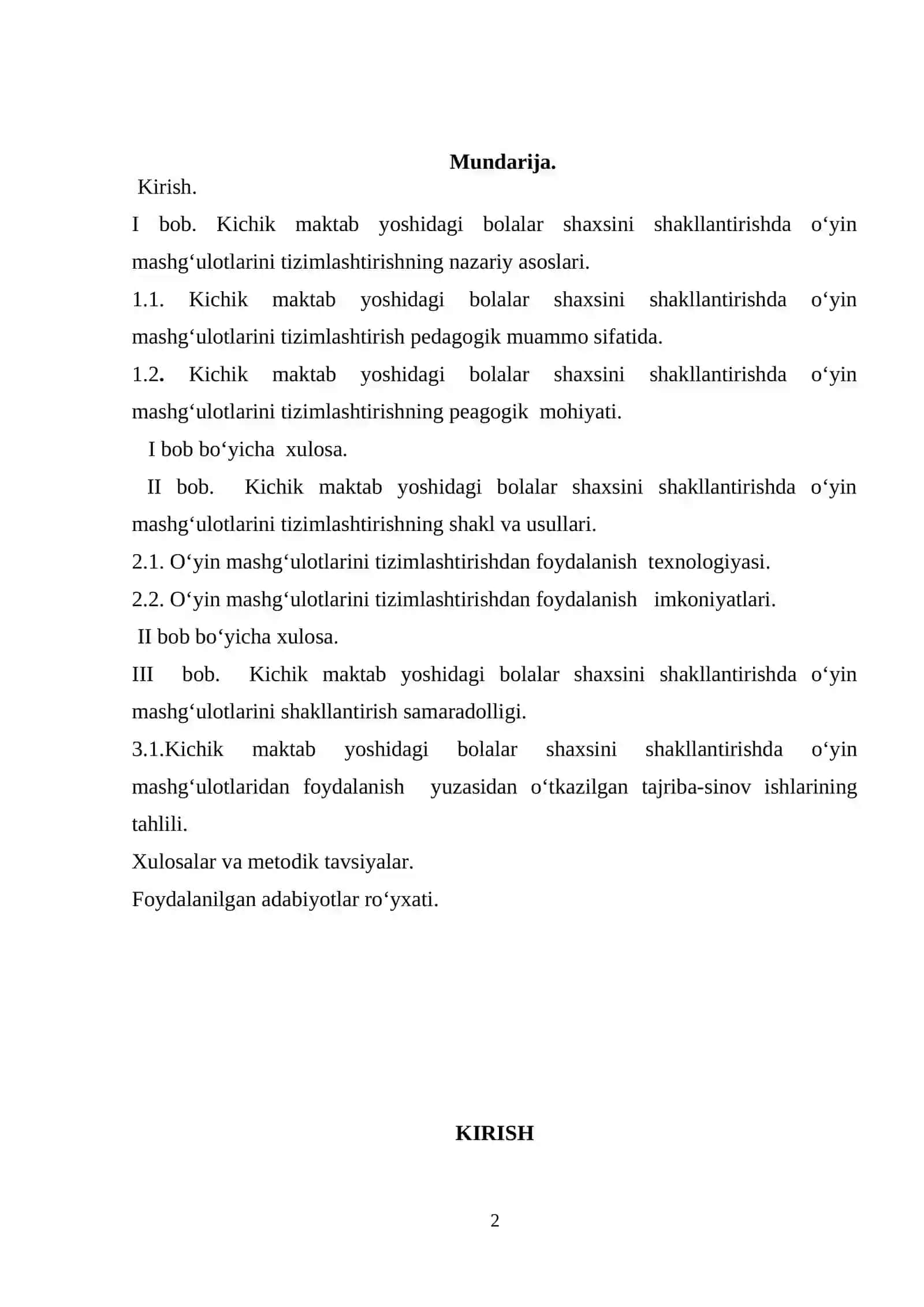 Kichik maktab yoshidagi bolalar shaxsini shakllantirishda о‘yin mashg‘ulotlarini shakllantirish samaradolligi 2