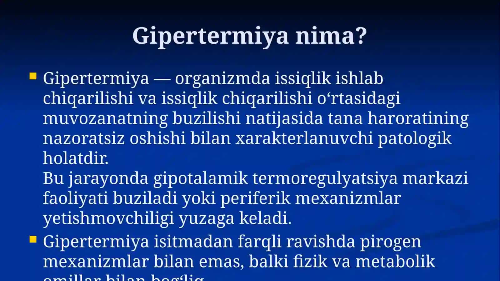 Gipertermiya sindromi va uni davolashda ishlatiladigan dori vositalari 2