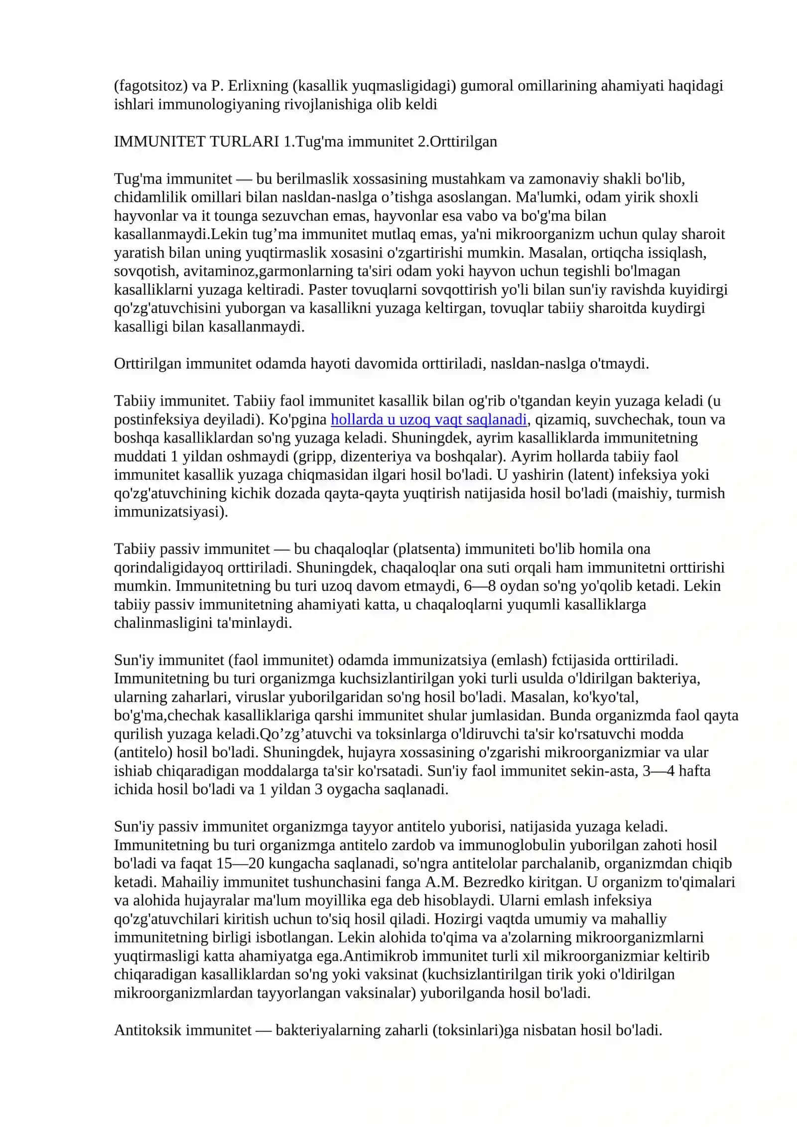 Immunitetning o'rniga tushuncha 2