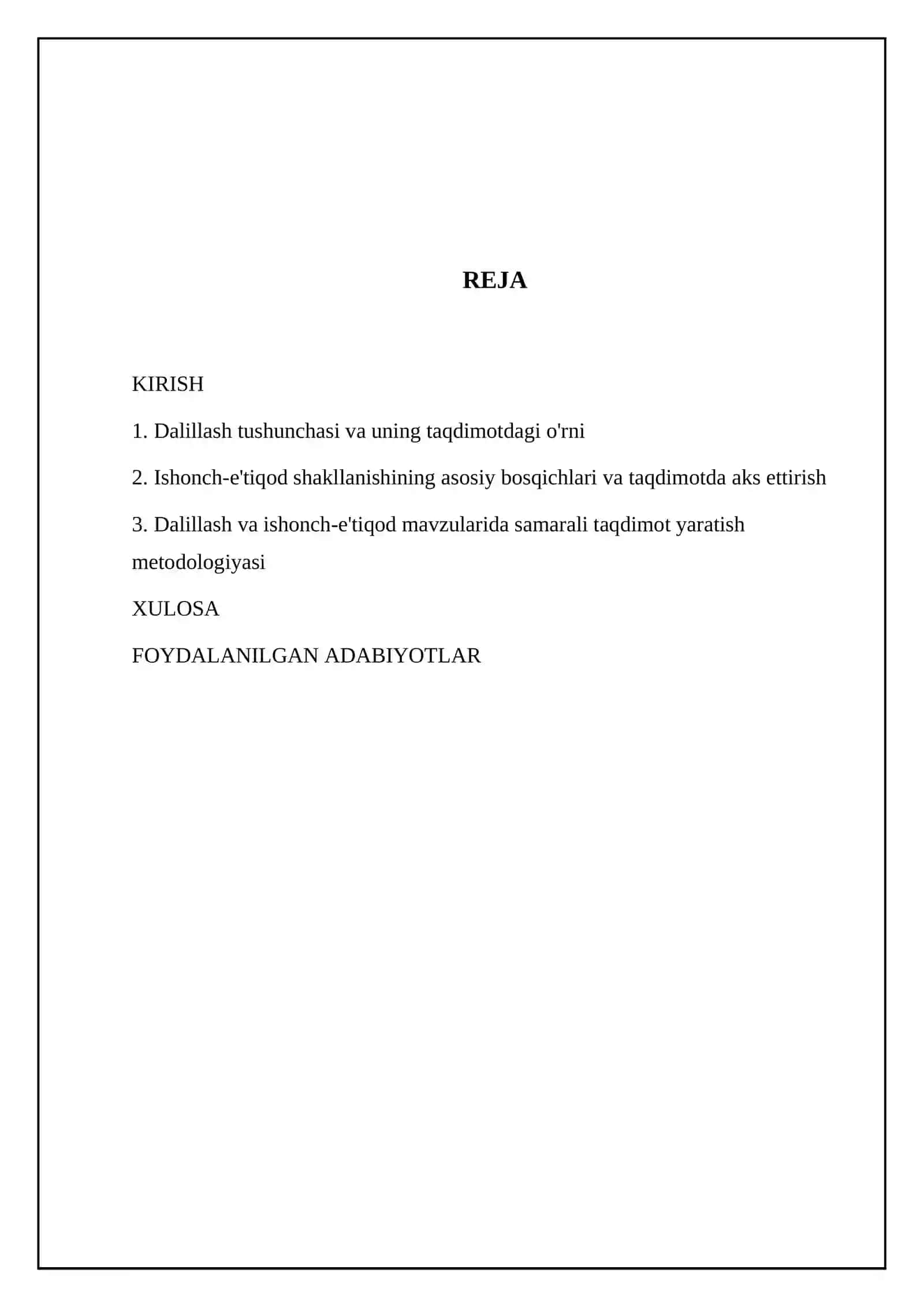 14 Dalillash va ishonch-e'tiqodning shakllanish jarayoni kabi mavzularidan har biriga taqdimot tayyorlash kabi mavzusidan referat tayyorlash 2