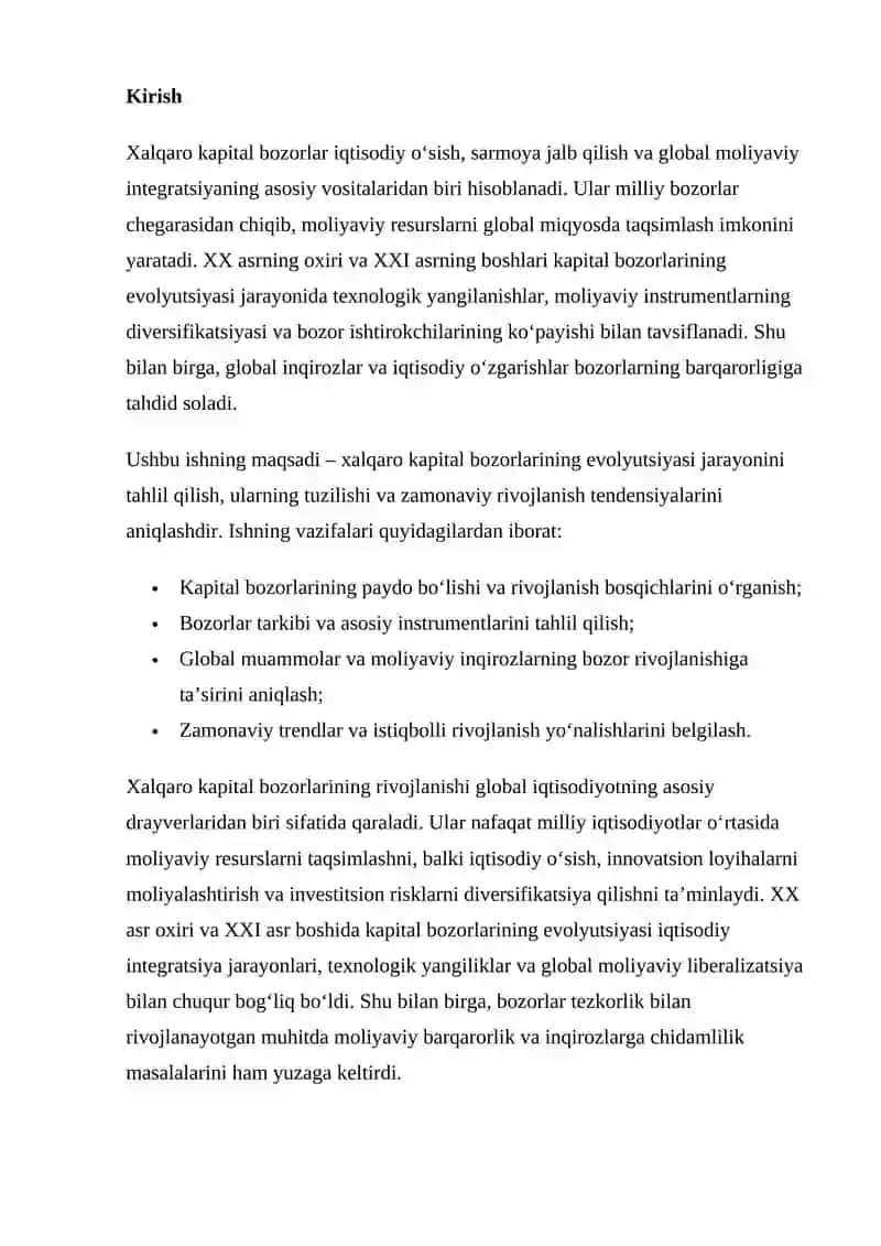 Xalqaro kapital bozorlarning evolyutsiyasi 2