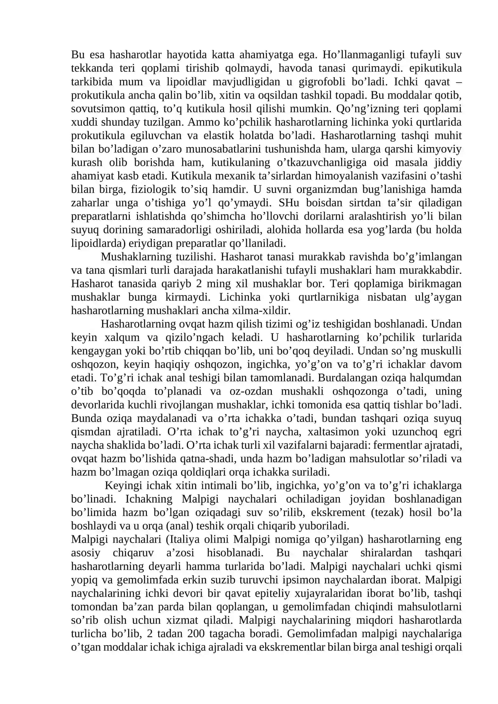Hasharotlarning morfologiyasi va anatomiyasi 2