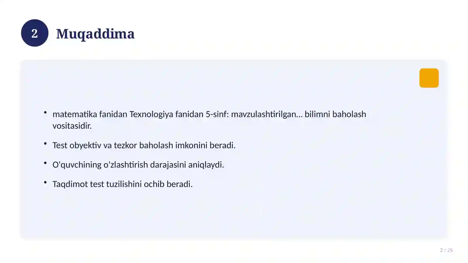 Texnologiya fanidan 5-sinf: mavzulashtirilgan nazorat ishi va tahlil 2