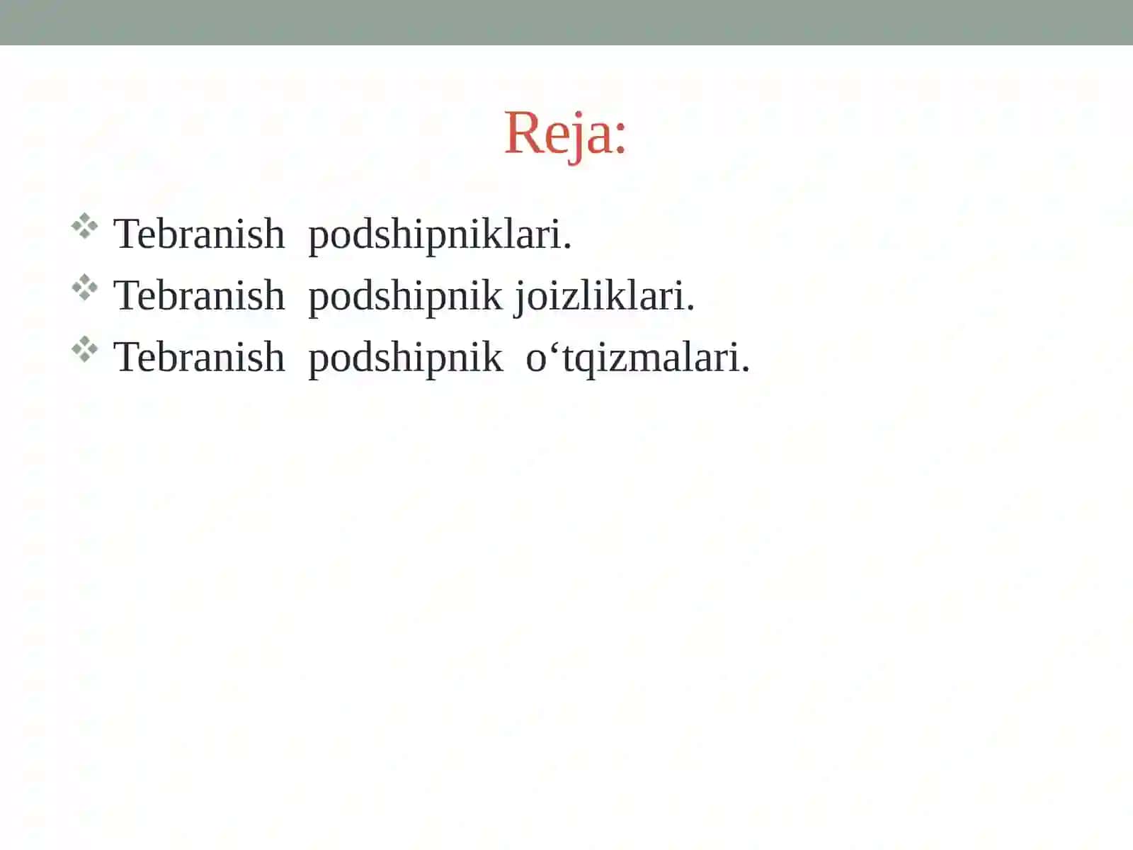Tebranish podshipniklari. Tebranish podshipniklari klassifikatsiyasi. 2
