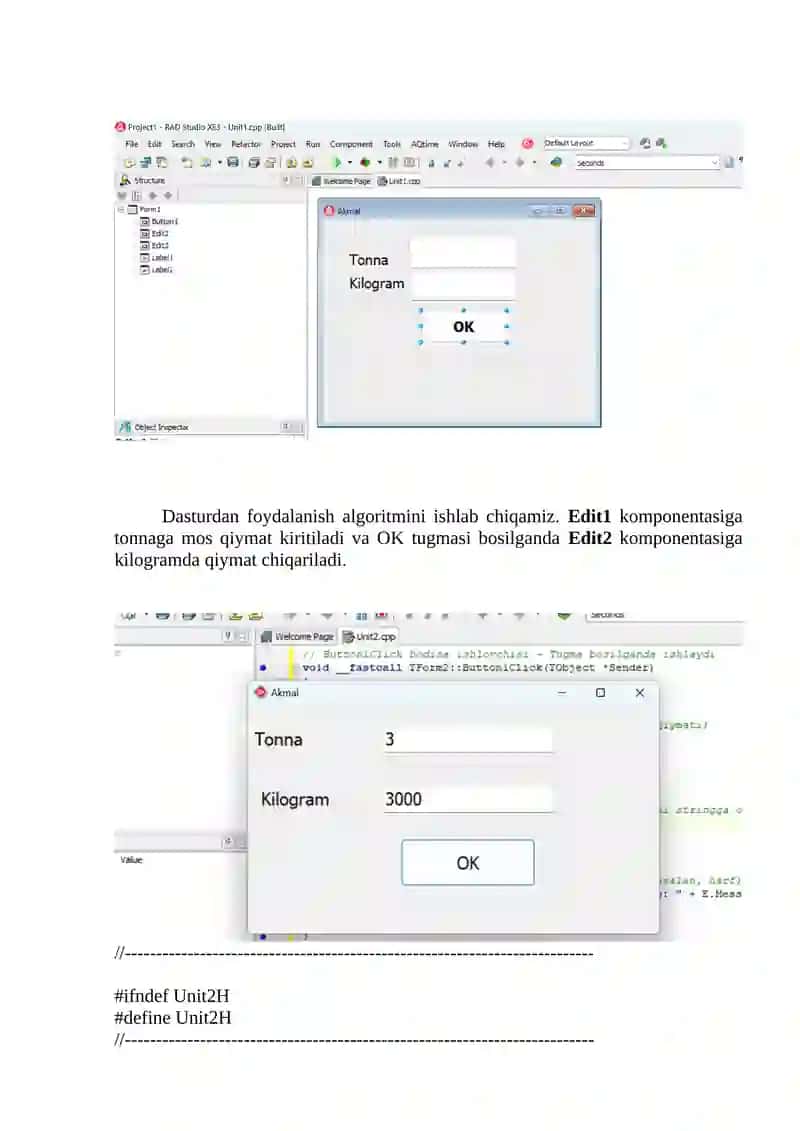 “Tonna”ni “kilogram”da ifodalash konvertor dasturi 2