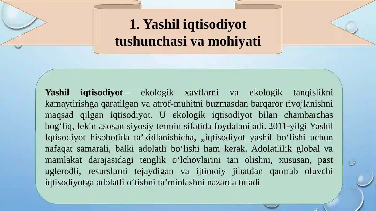 “Yashil iqtisodiyot” konsepsiyasi va global iqtisodiy siyosatdagi ahamiyati 2