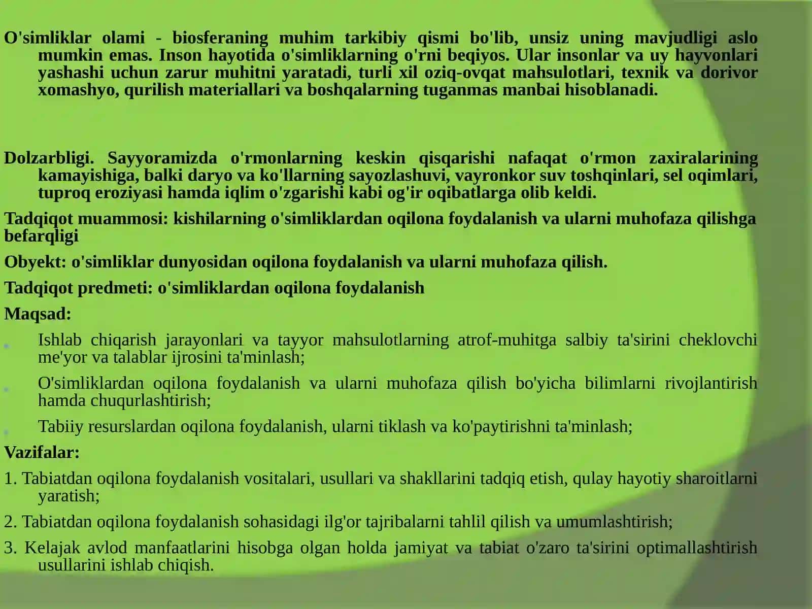 Biologiya - Oqilona foydalanish 2