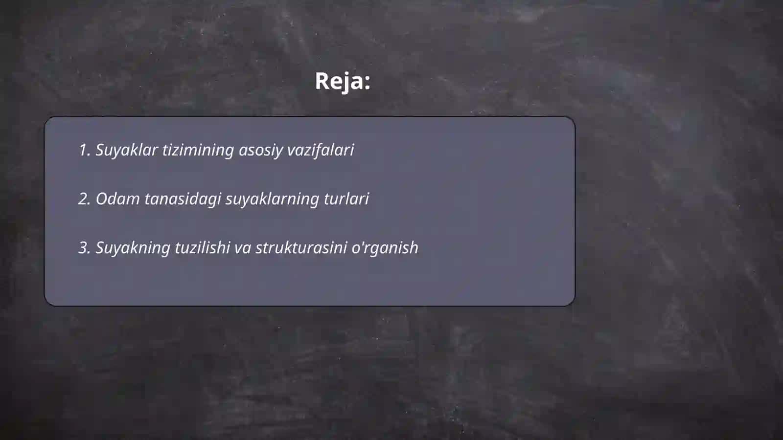 Odam tanasi skeleti va Suyaklar tizimi 2