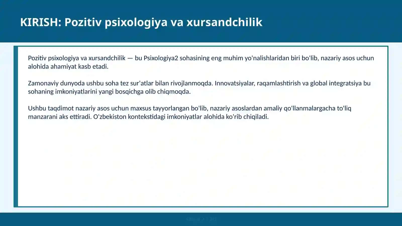 POZITIV PSIXOLOGIYA VA XURSANDCHILIK 2