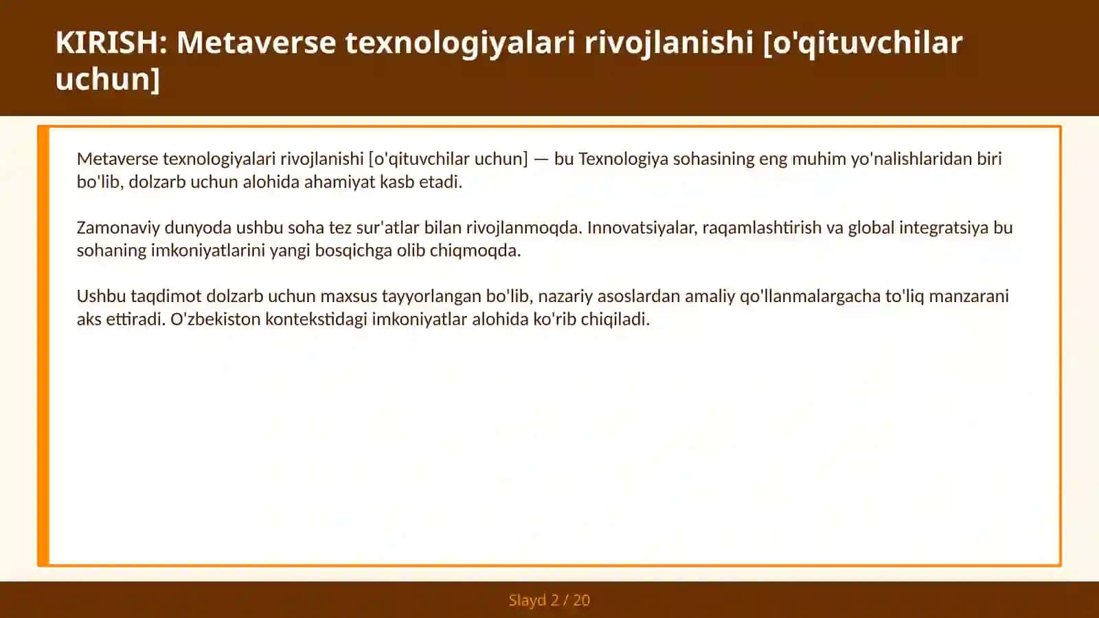 Metaverse texnologiyalari rivojlanishi [o'qituvchilar uchun] 2
