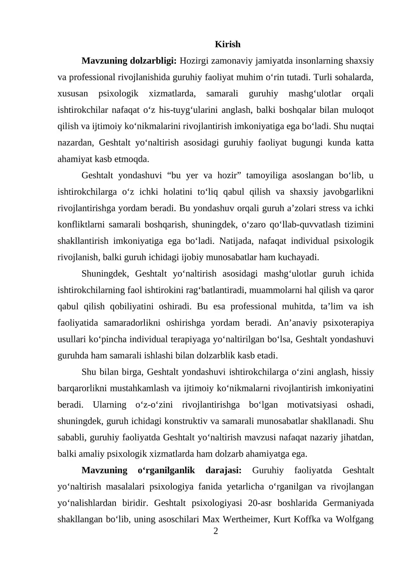 Guruhiy faoliyatda Geshtalt yondashuvning amaliy qo‘llanilishi 2