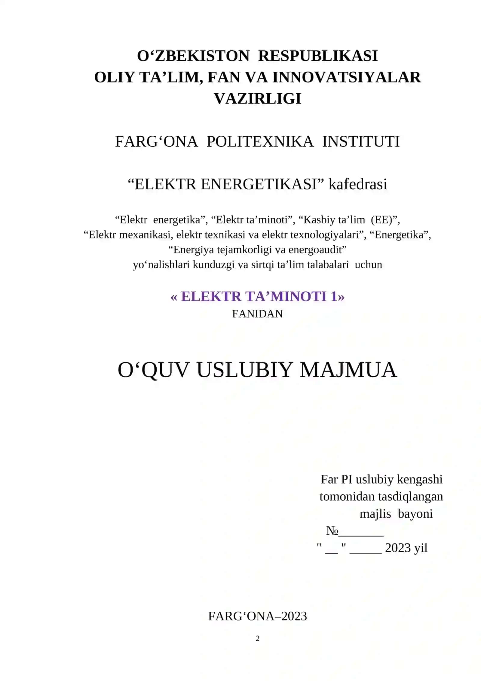 ELEKTR TA’MINOTI 1 2