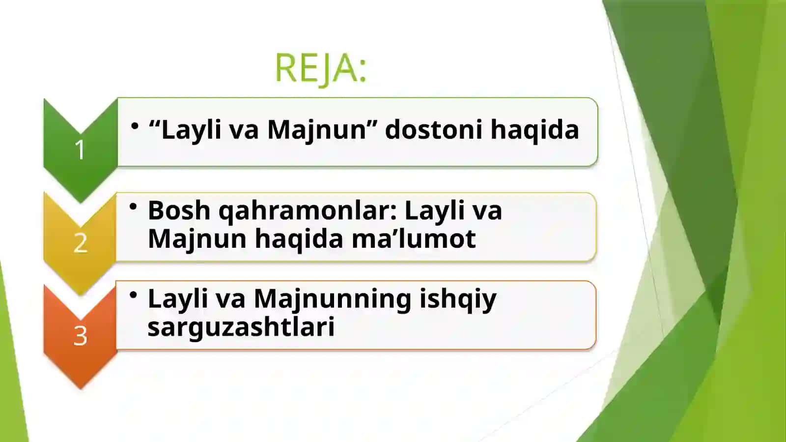“Layli va Majnun’’ dostonining boblar bo‘yicha tahlili va tabdili 2