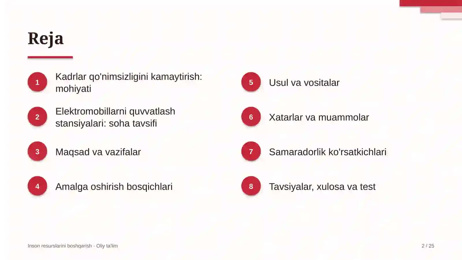 Elektromobillarni quvvatlash stansiyalarida kadrlar qo'nimsizligini kamaytirish 2
