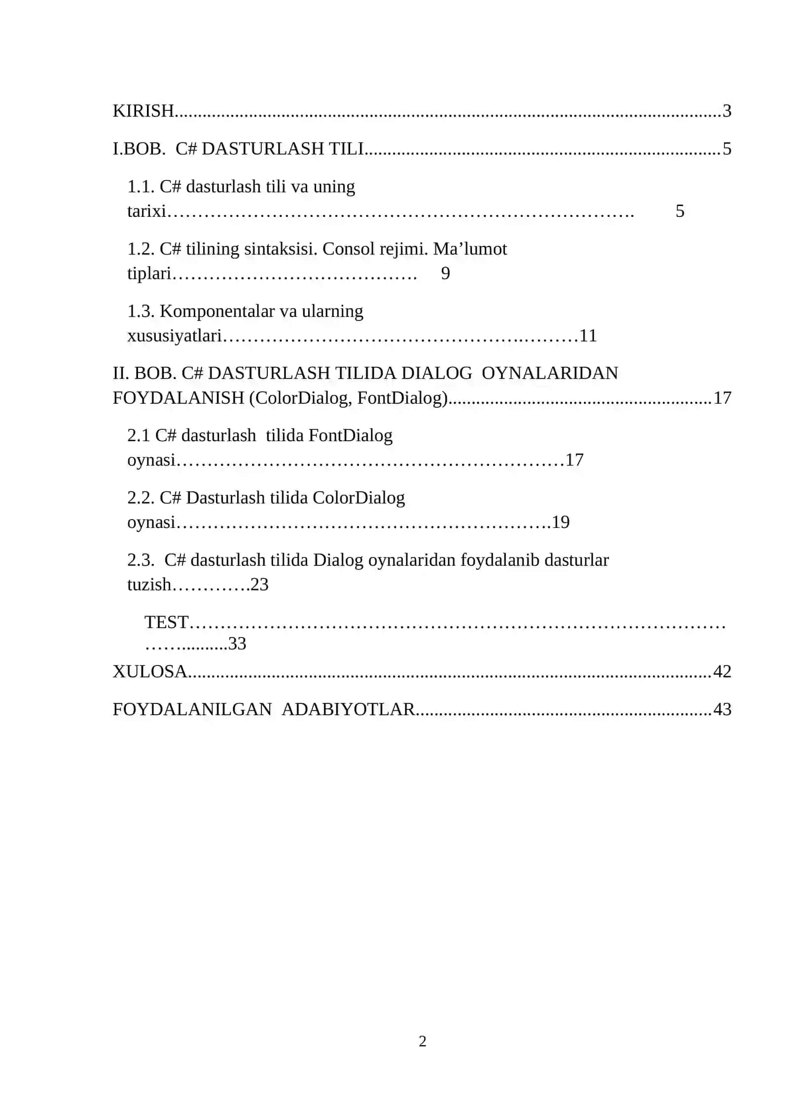 Dasturlash asoslari fanidan "C# dasturlash tilida Dialog oynalaridan foydalanib dastur tuzish(ColorDialog, FonDialog)" 2