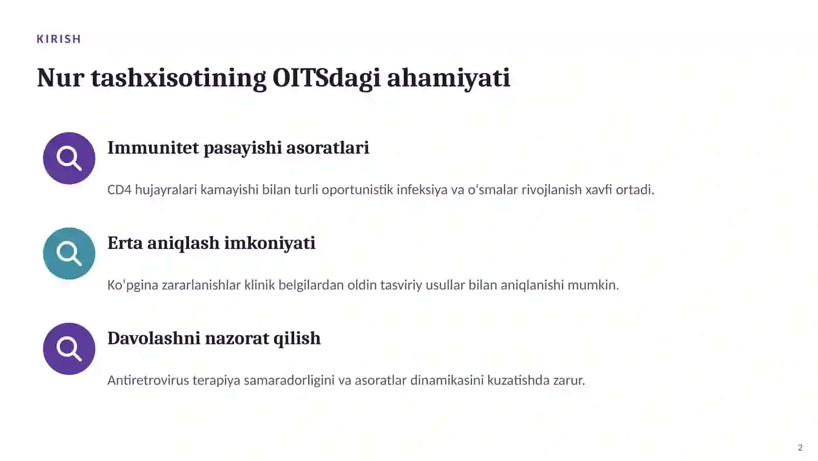 OITS patologiyalarining nur tashxisoti — zamonaviy diagnostika 2