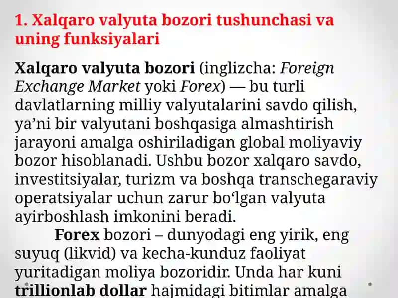 Xalqaro valyuta va elektron pullar bozori 2