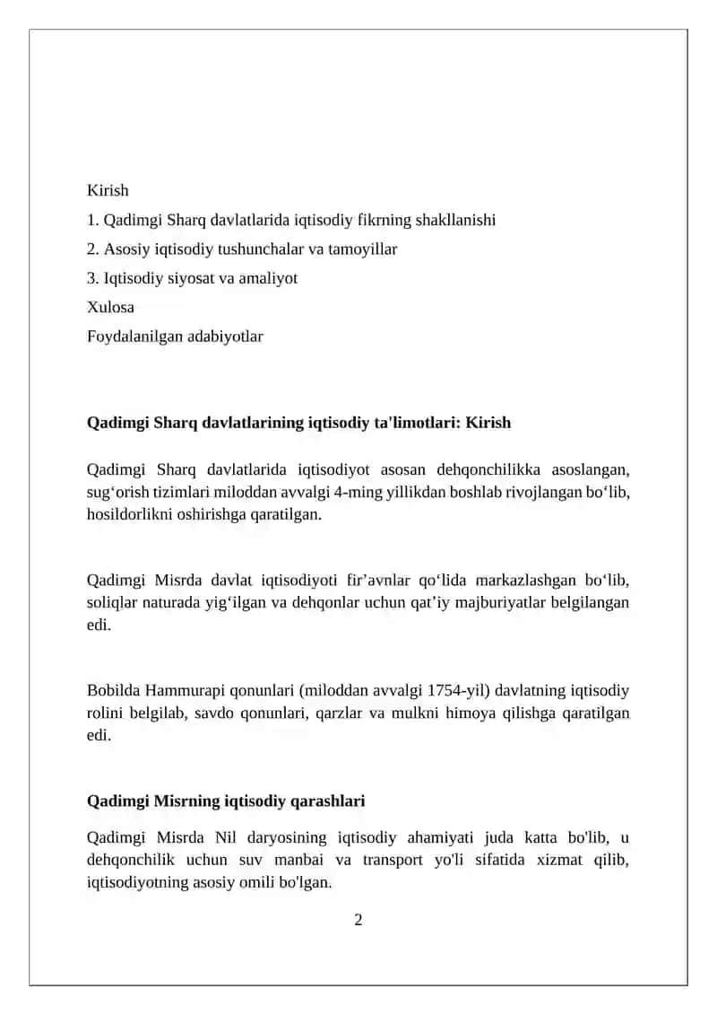 Qadimgi sharq davlatlari iqtisodiy ta’limotlari 2
