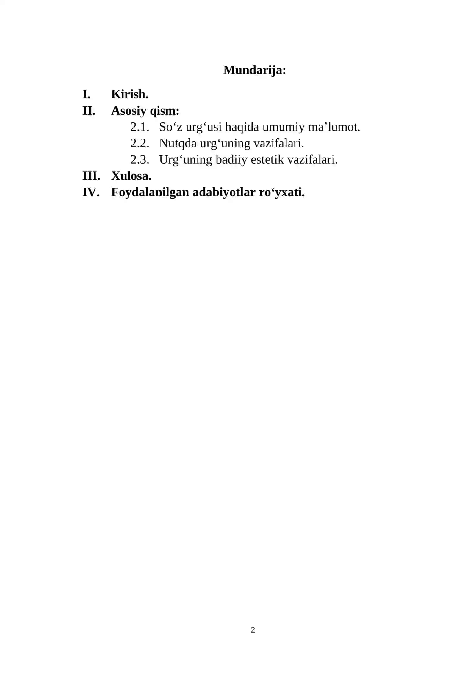 Mavzu: So‘z urg‘usining nutqiy va badiiy estetik vazifalari 2