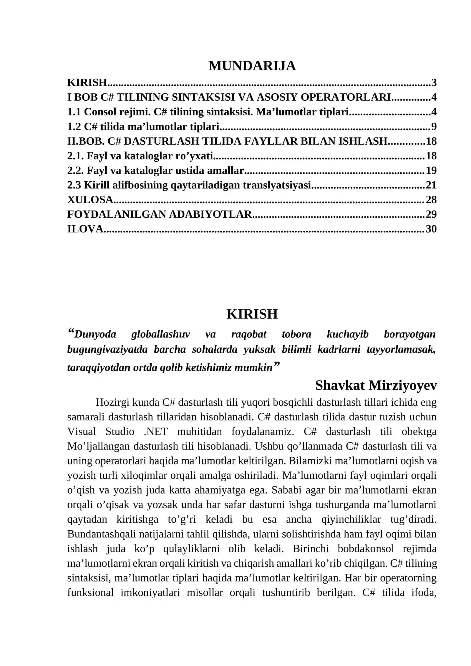 Kurs ishi: C# dasturlash tilida “Krill_Lotin” dasturini yaratish 2