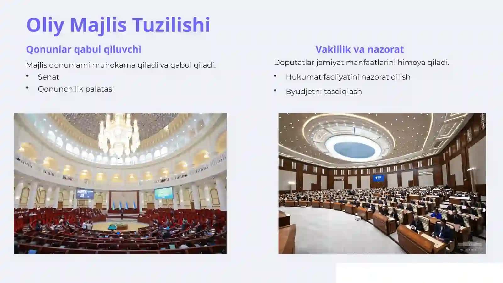 Oliy Majlis faoliyati va islohotlar 2