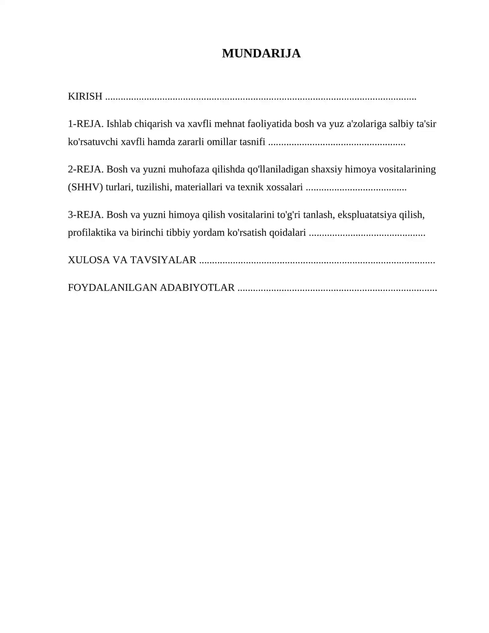 BOSH VA YUZNI HIMOYA QILISH VOSITALARI 2