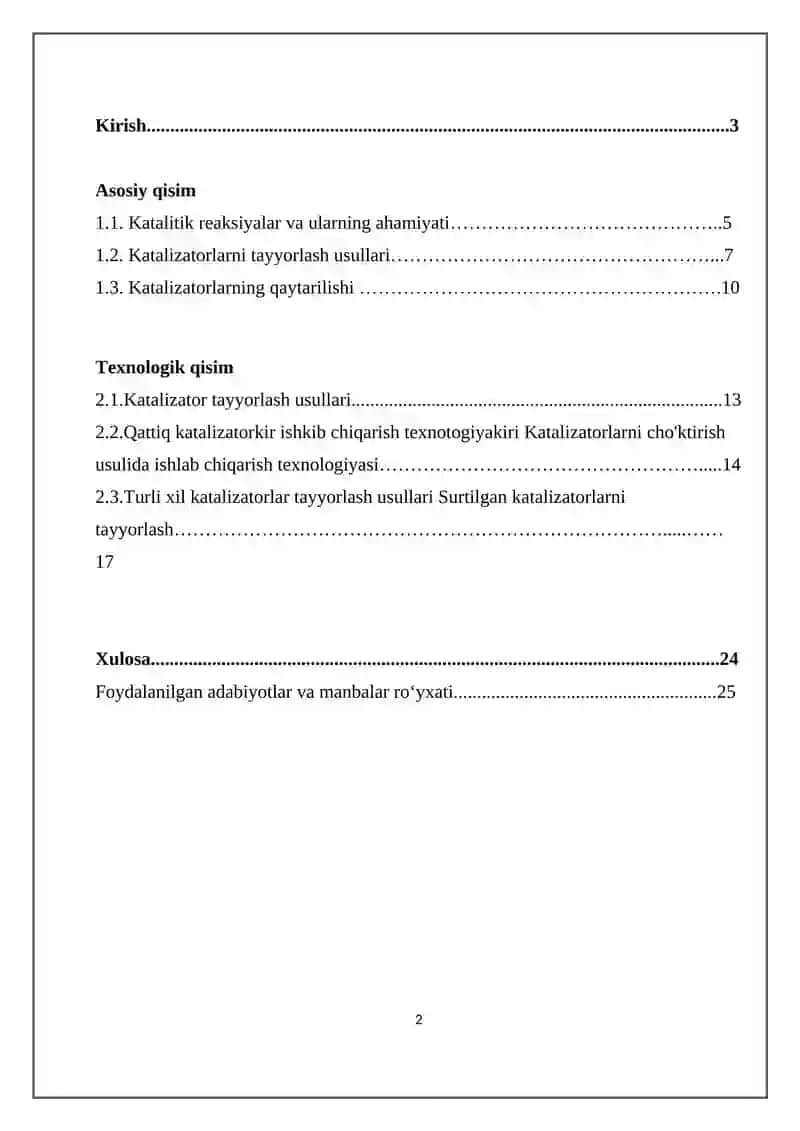 Katalizatorlarning tayyorlash usullari 2