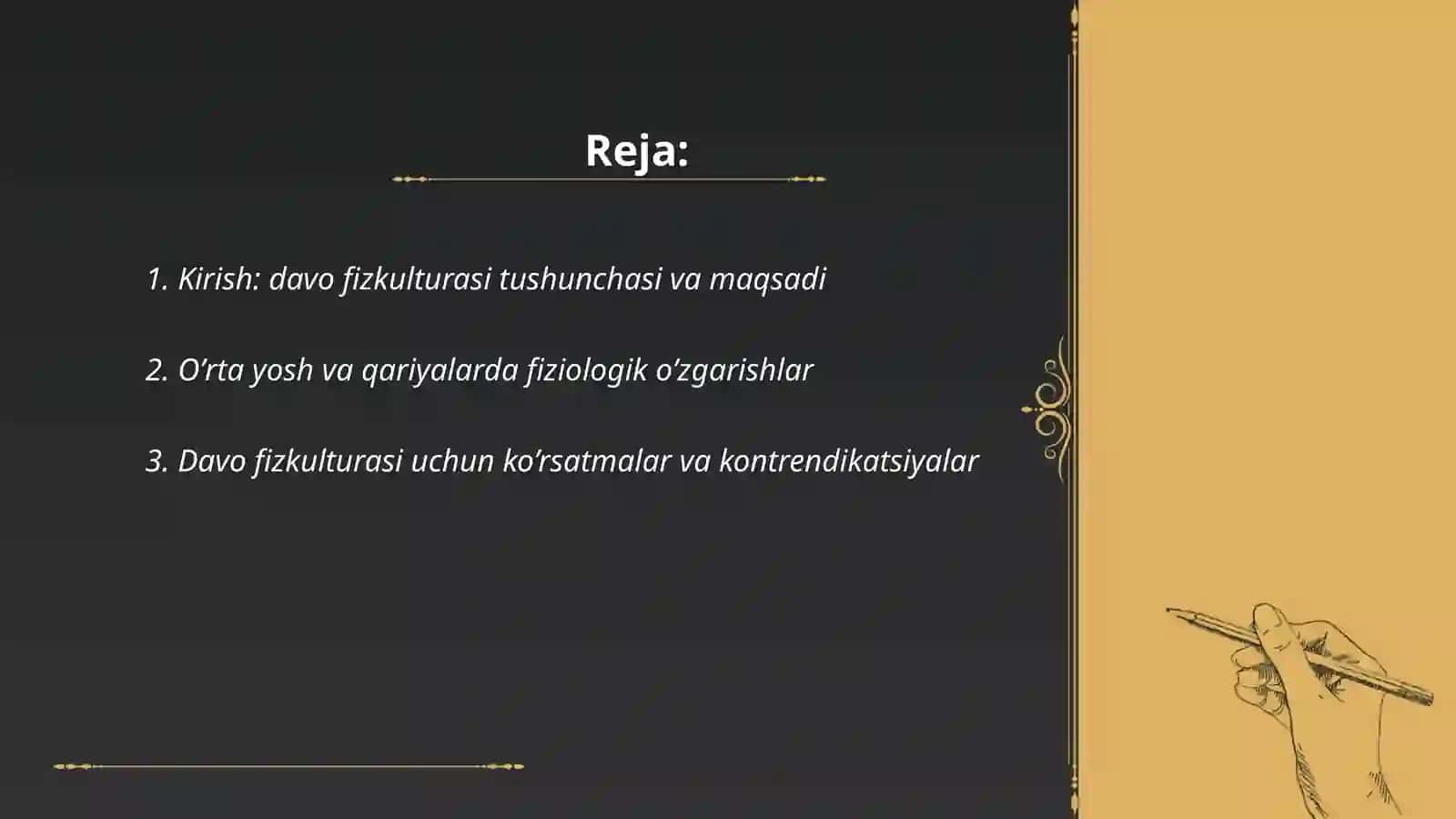 Oʼrta yoshdagi va qariyalar uchun davo fizkulturasi slad Yusupova dildora 2