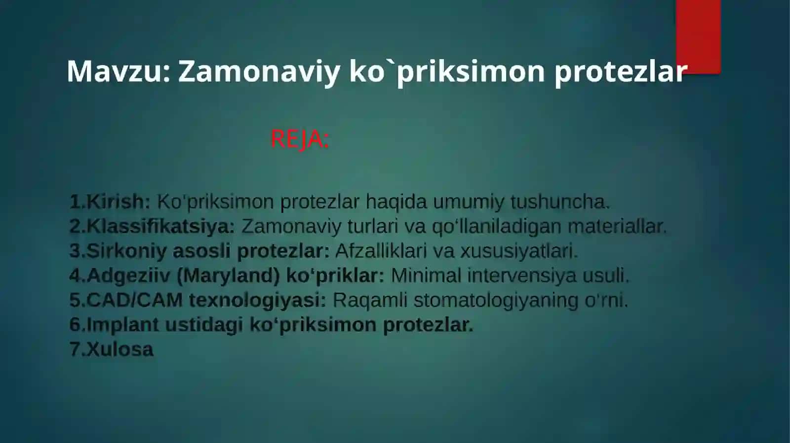 Zamonaviy ko`priksimon protezlar 2