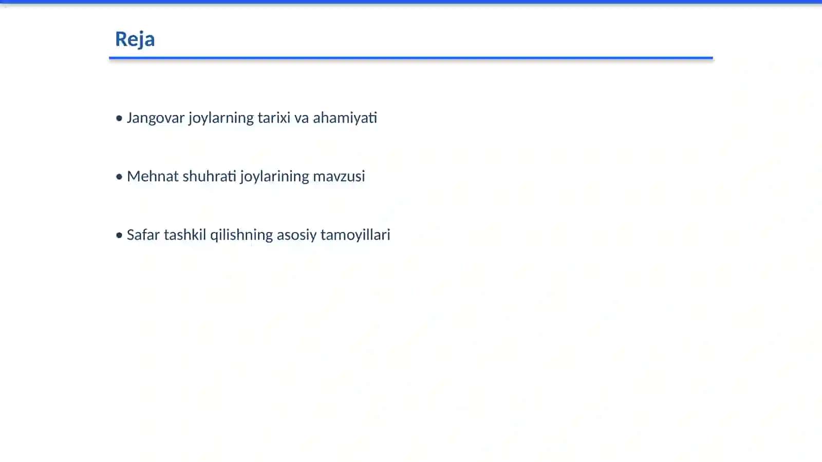 Jangovor va mehnat shuhrati joylariga safarlar tashkil qilish 2
