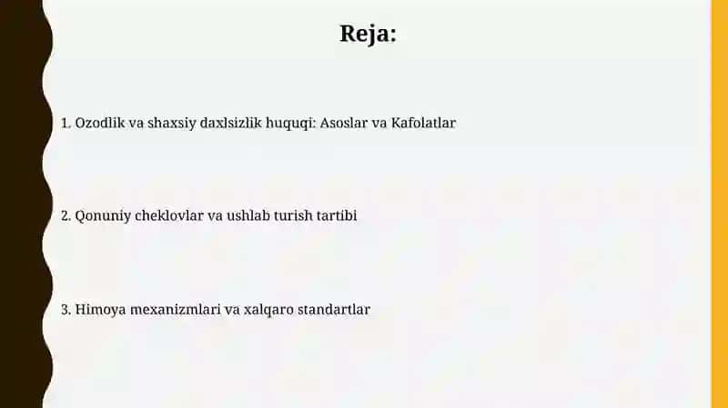 Ozodlik va shaxsiy daxlsizlik huquqi 2