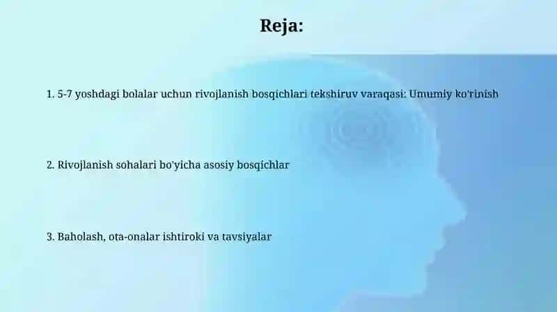 Rivojlanish bosqichlari tekshiruv varaqasi 2