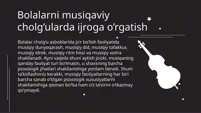Bolalarni musiqaviy cholg’ularda ijroga o’rgatish 2