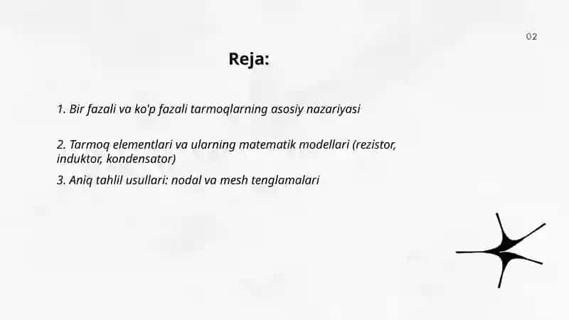 Bir fazali va ko'p fazali tarmoqlar uchun aniq va taxminiy tahlil 2