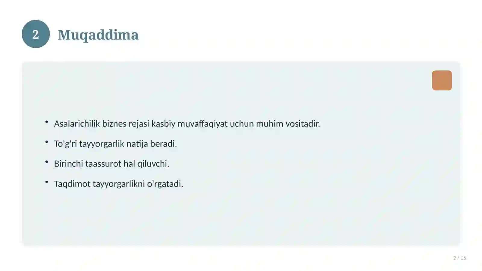 Asalarichilik biznes rejasi 2