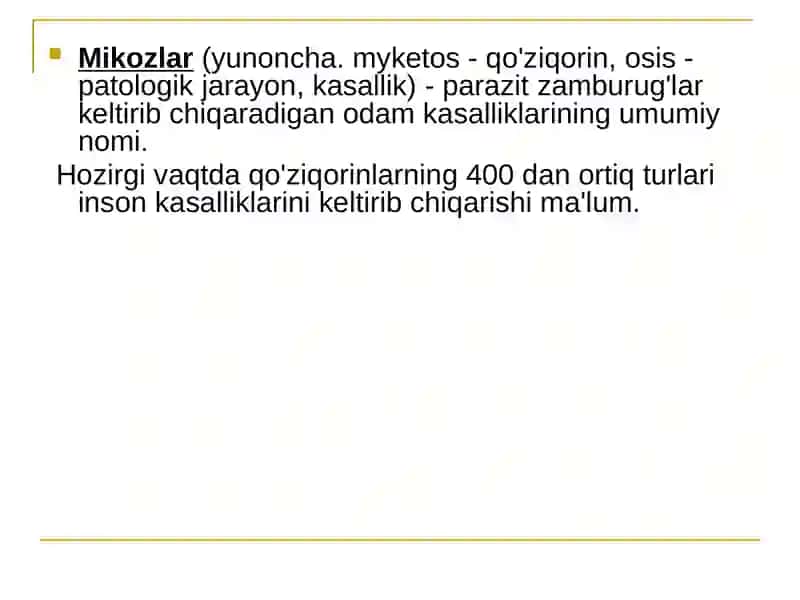 Patagen zamburug'lar qozg'atadigan kasalliklar 2