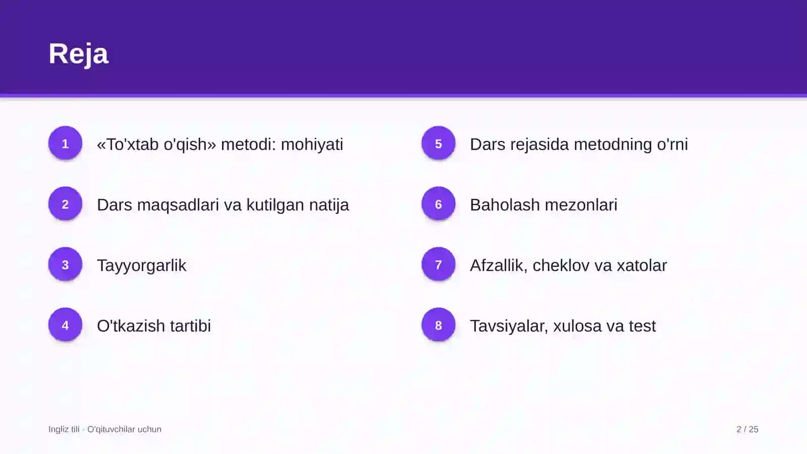 ingliz tili darslarida to'xtab o'qish metodidan foydalanish 5540 2