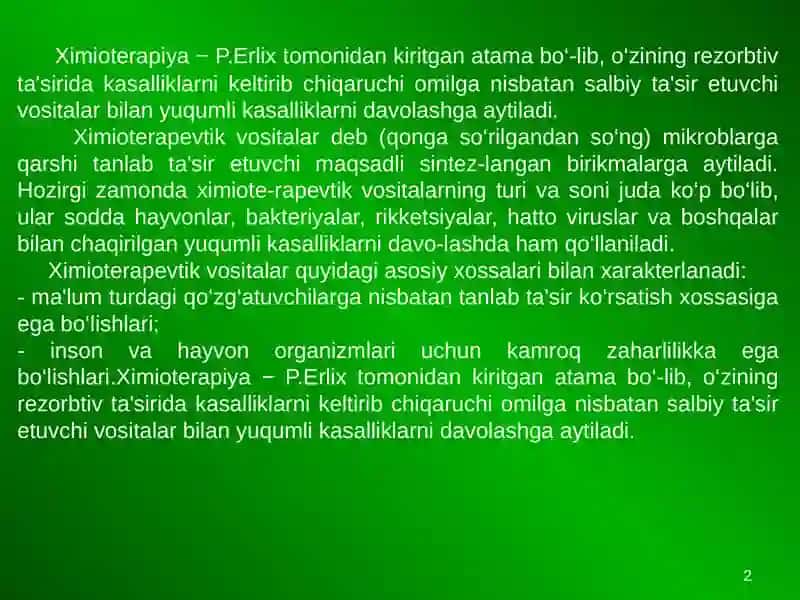Ximioterapiya va Antibakterial Vositalar 2