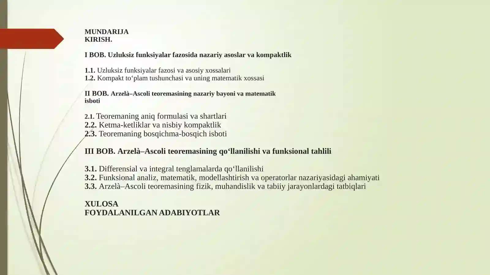 Uzluksiz funksiyalar fazosi va kompaktlik 2